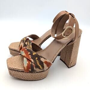 Sam Edelman Nolita Ankle Strap Platform Sandals Women's Orange/Multi Size US8M